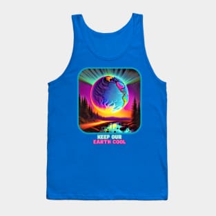 Keep our Earth Cool (earth globe hovering above river) Tank Top